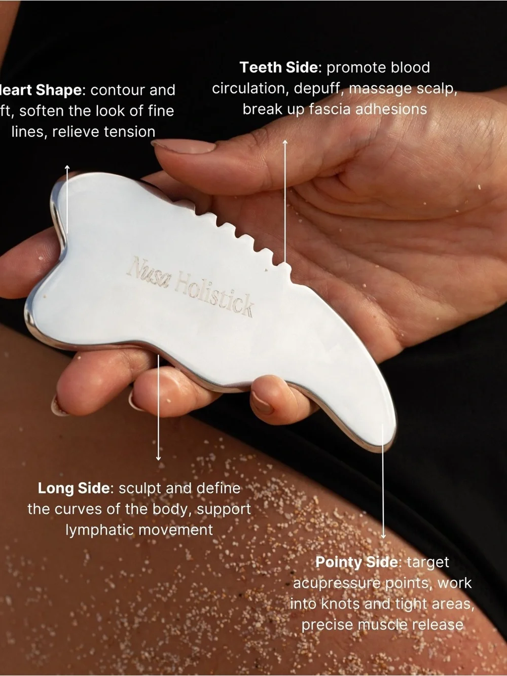 NUSA Holistick Stainless Steel Body Gua Sha Facial Face Massage guashaTool